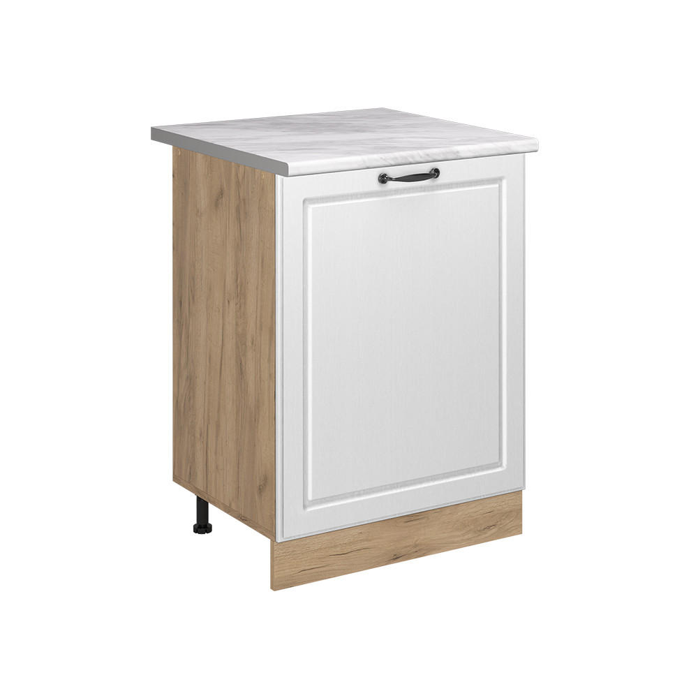 KUCHYNSKÁ SPODNÁ SKRINKA R-Line, Biely vidiecky dom/Dub Goldkraft, 60 cm s 1 dverami Marmori työtaso - biela/farba duba, kompozitné drevo (60/81.6/60cm) - Vicco