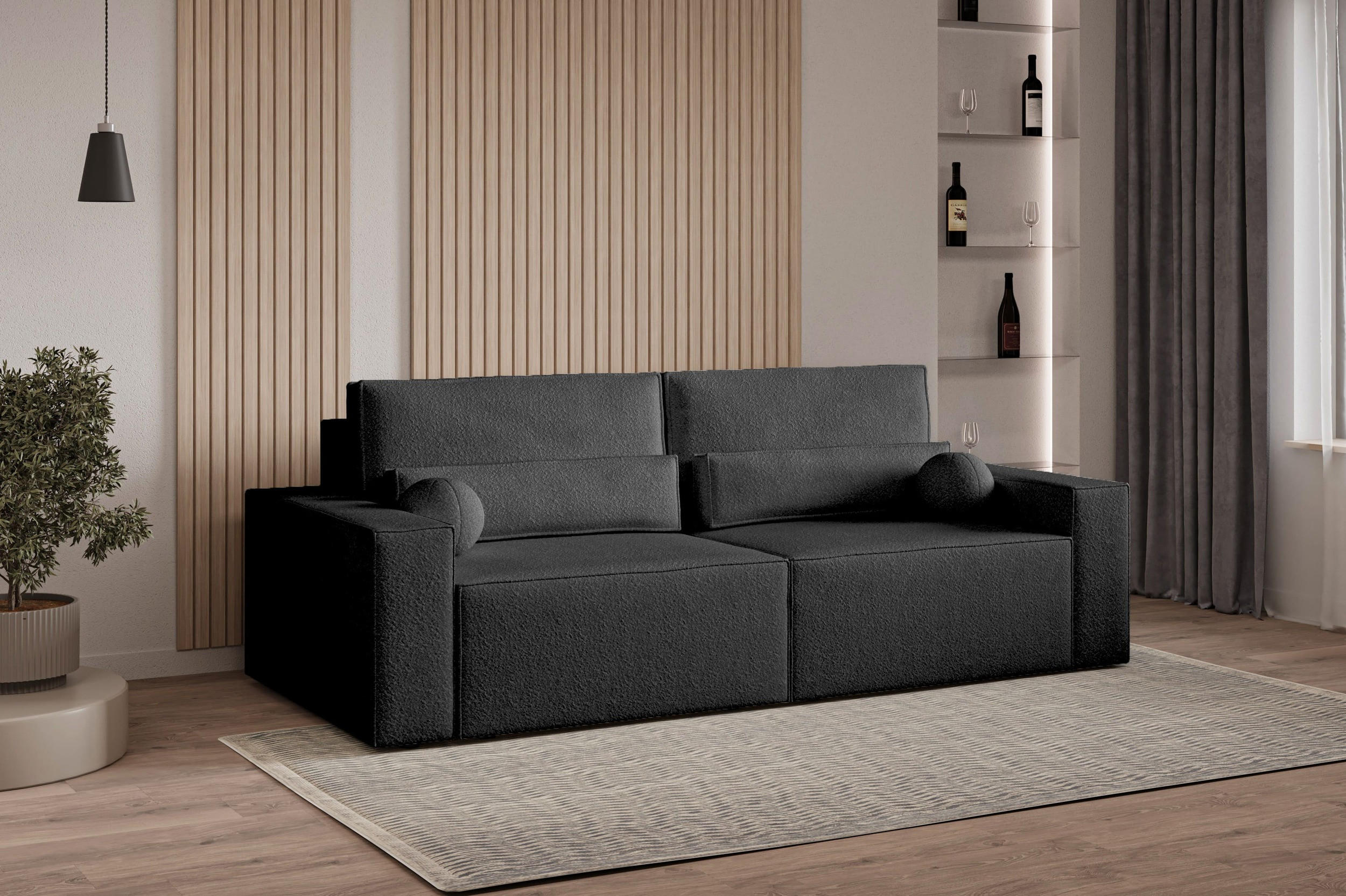 SCHLAFSOFA - Denver mini - Schwarz (Anthology 19) - Schwarz, Holzwerkstoff (248/92/110cm) - Möblo