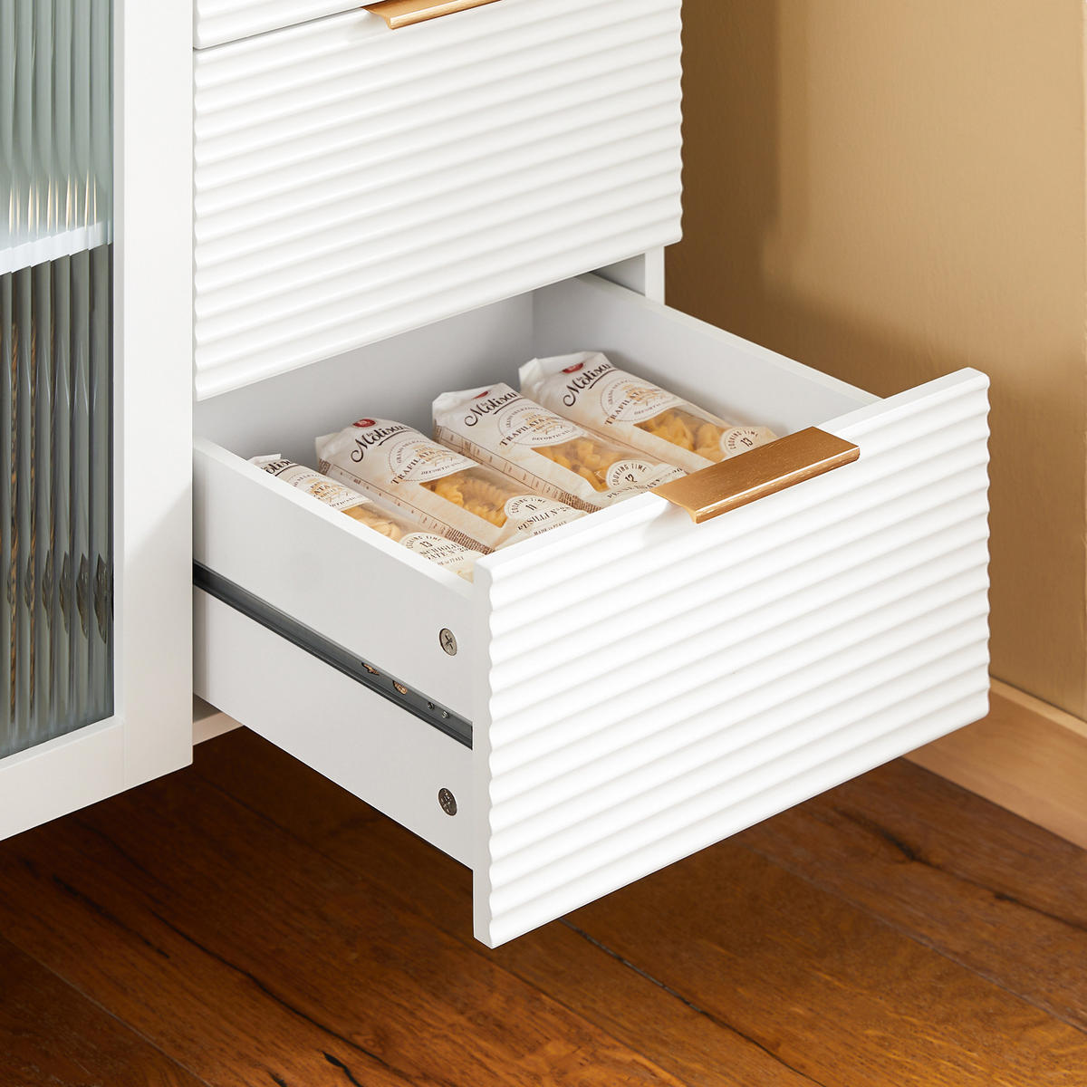 VITRINE Weiß - Goldfarben/Weiß, Glas/Holzwerkstoff (108/85/40cm) - SoBuy