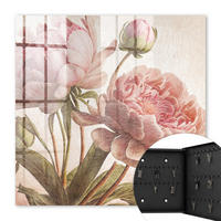 SCHLÜSSELBOX Schwarz 30x30 cm- Türöffnung nach rechts - Romantische Botanik - Pink, Metall (30/30/5cm) - TULUP