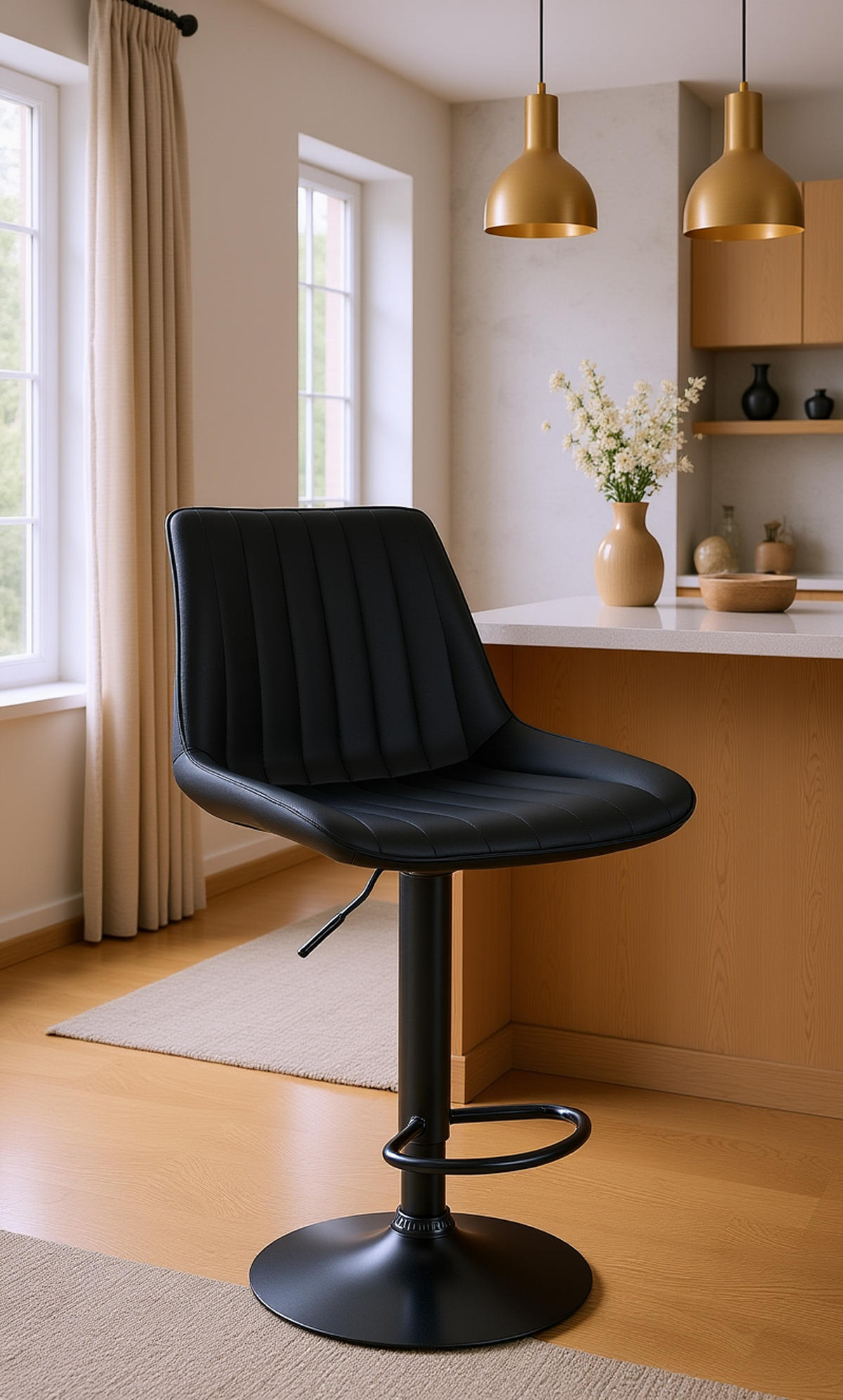 BARHOCKER 2er Set Tolor Kunstleder schwarz schwarz - Schwarz, Kunststoff/Metall (49.5/112/50cm) - TPFLiving