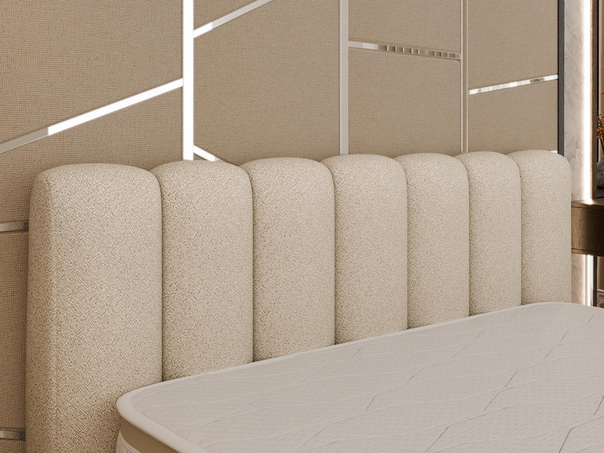 POLSTERBETT Zaira 180x200cm – Elegantes Polsterbett für modernen Wohnstil , ZONIERTE MULTI-TASCHEN-FEDERKERN (24cm), beige - Beige, Holz (180/200cm) - Panda Möbel