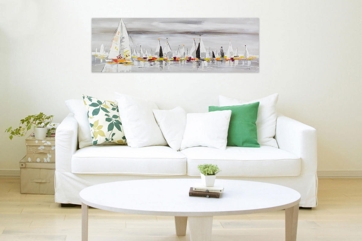 ÖLGEMÄLDE 150/50 cm - Grau, Holz/Textil (2/50cm) - KUNSTLOFT