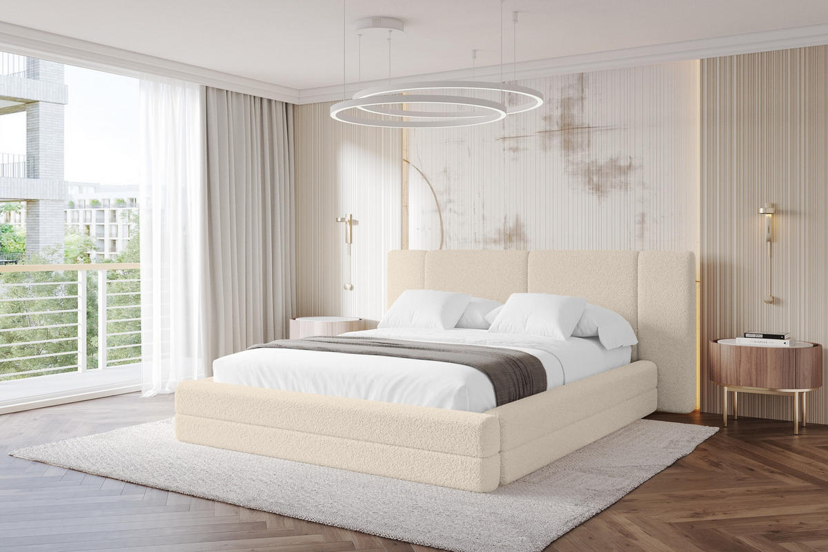 POLSTERBETT mit Bettkasten und Lattenrost, Bett mit Matratze H3/H4 - TEVO 160x200 Dunkelbeige - Cappuccino, Holzwerkstoff/Textil (160/200cm) - ALTDECOR