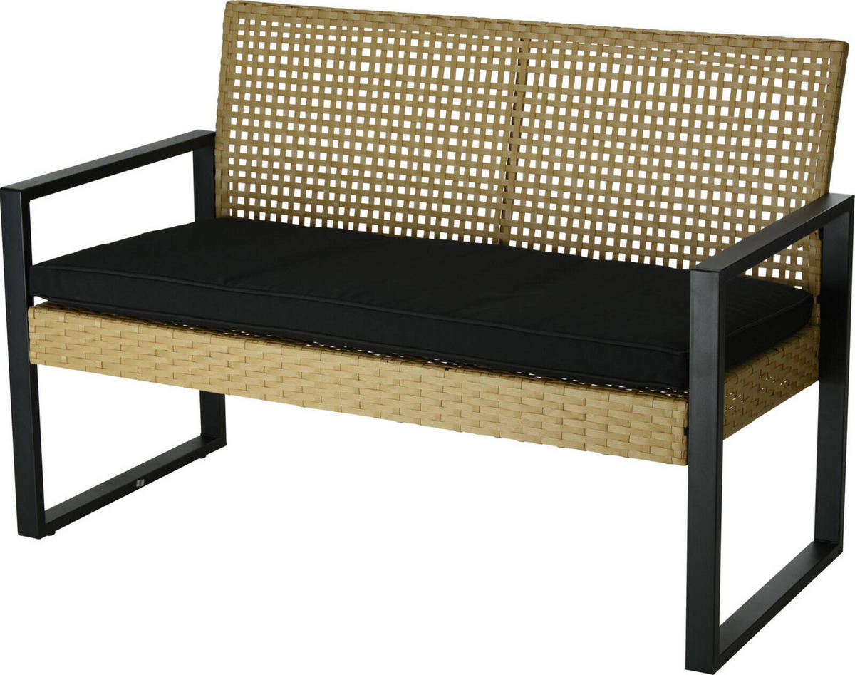 GARTENMÖBELSET Geflecht - Schwarz, Metall