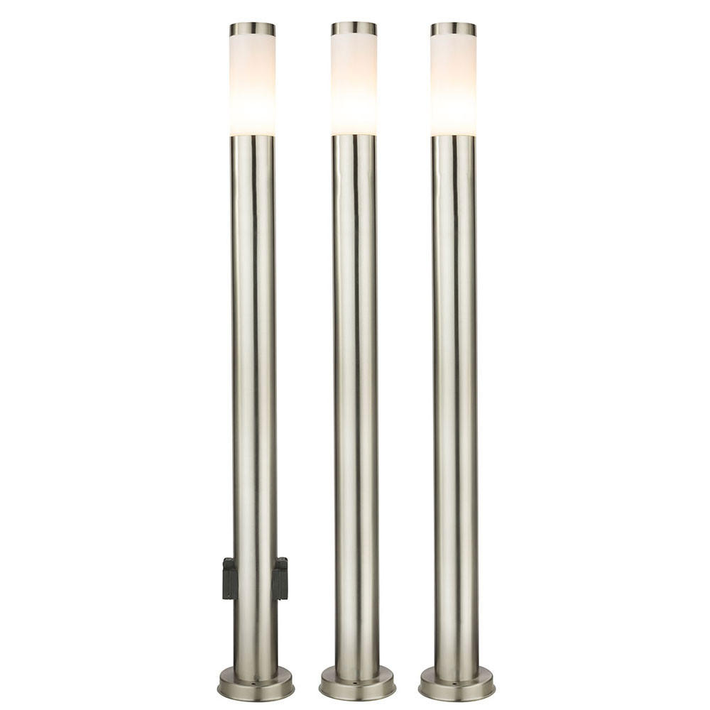 WEGLEUCHTE Edelstahl Opal Silber 3er Set - Silberfarben, Metall (12.7/12.7/110cm) - Globo Lighting