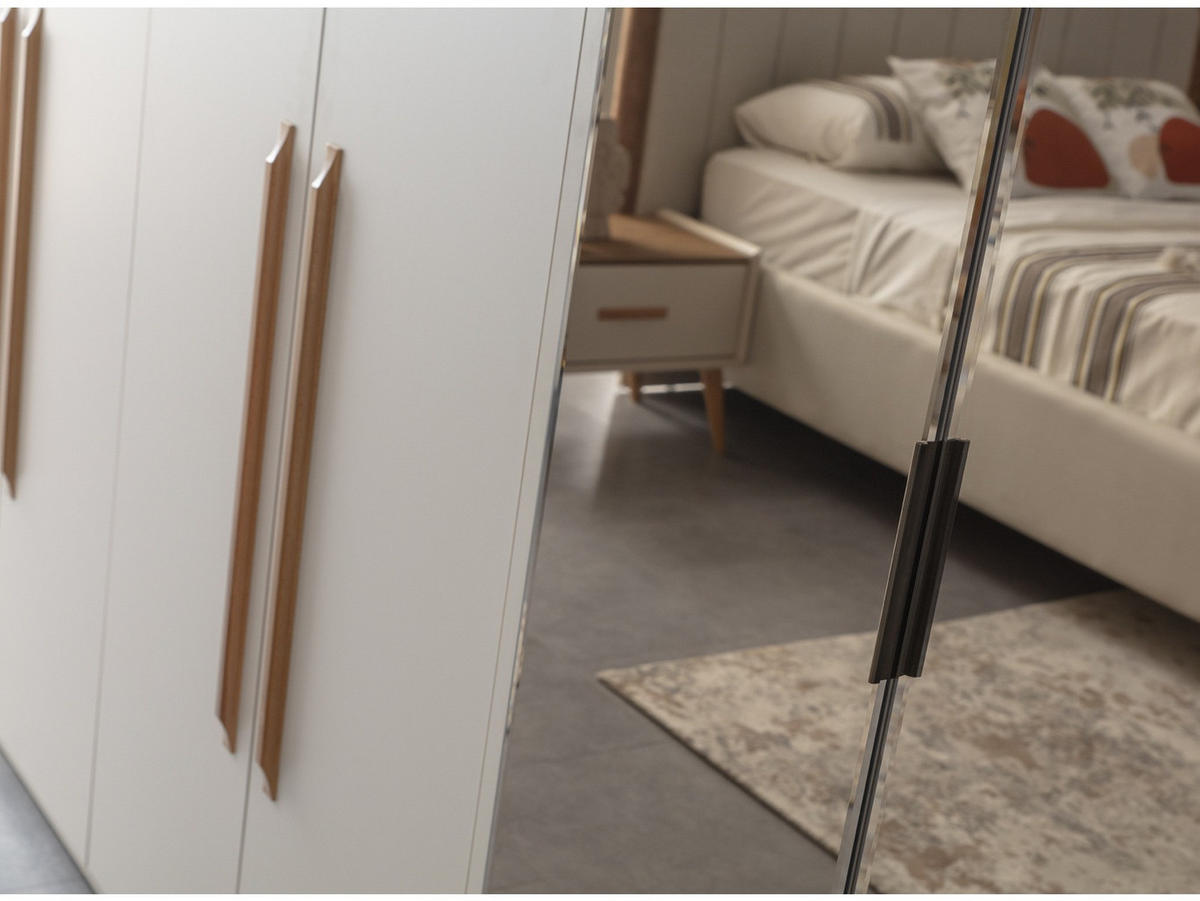 KLEIDERSCHRANK Giza 6 trg. - Beige, Holzwerkstoff (260/215/60cm)