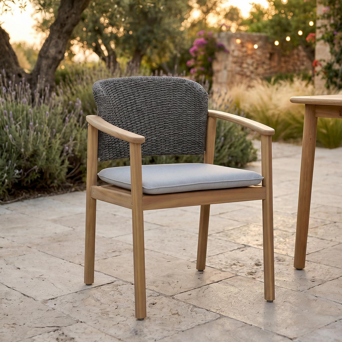 GARTENSTUHL SURIN grau, natur - Grau, Holz/Textil (63/82/61cm) - IDIMEX