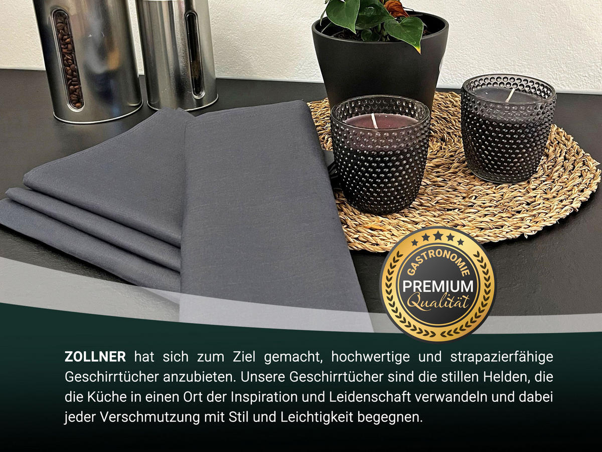 GESCHIRRTÜCHER, 4er-Set, 50x70 cm, 50% Baumwolle, 50% Leinen, Grau - Anthrazit, Textil (50/70cm) - Zollner