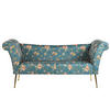 CHAISELONGUE Samtstoff seeblau/gold Blumenmuster Nantilly - Blau/Goldfarben, Textil (175/76/70cm) - Beliani