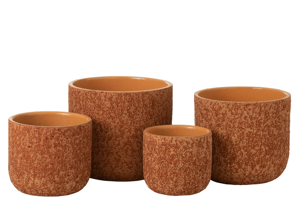BLUMENTOPF RAU - Töpferei - Orange - XL - Ø 24,5 cm - Orange, Keramik (24.5/22cm) - J-Line