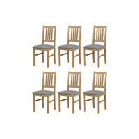 STUHL Bos 1 (6er Set) - Eichefarben/Nickelfarben, Holz (43/94/40cm) - Leaf Design