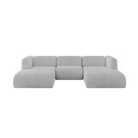 WOHNLANDSCHAFT MIRA-U1 317x179x70 Grau Cord - Blaugrau/Schwarz, Holzwerkstoff/Kunststoff (317/70/179cm) - ALTDECOR