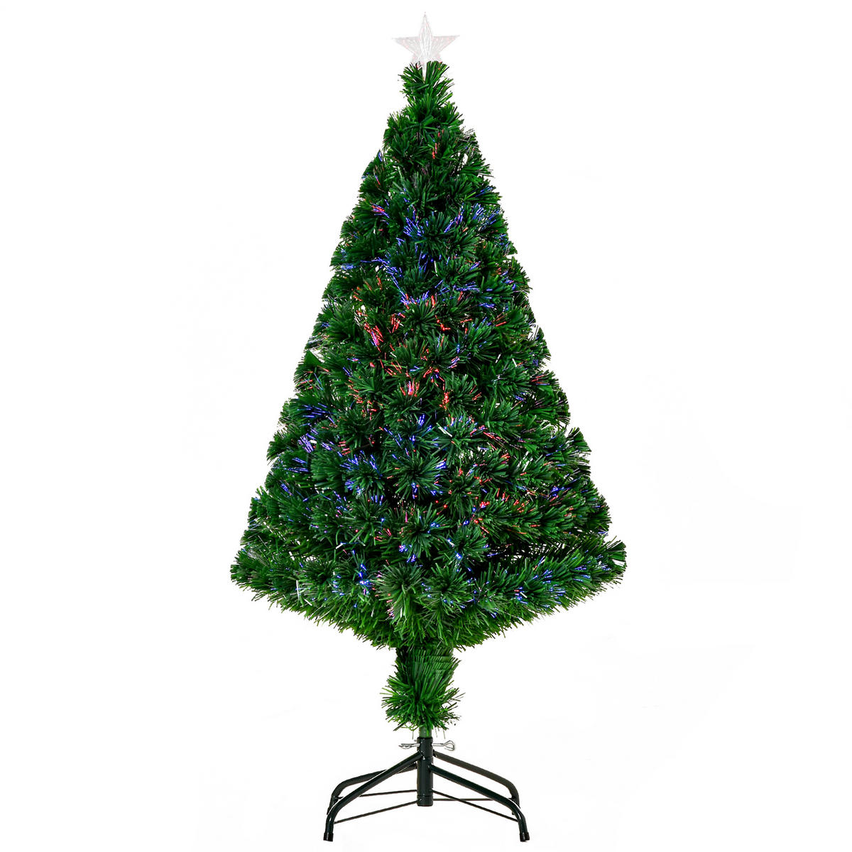 WEIHNACHTSBAUM Tannenbaum Christbaum LED Lichtfaser Baum Stern 8 Modell - Grün, Metall (120cm) - HOMCOM