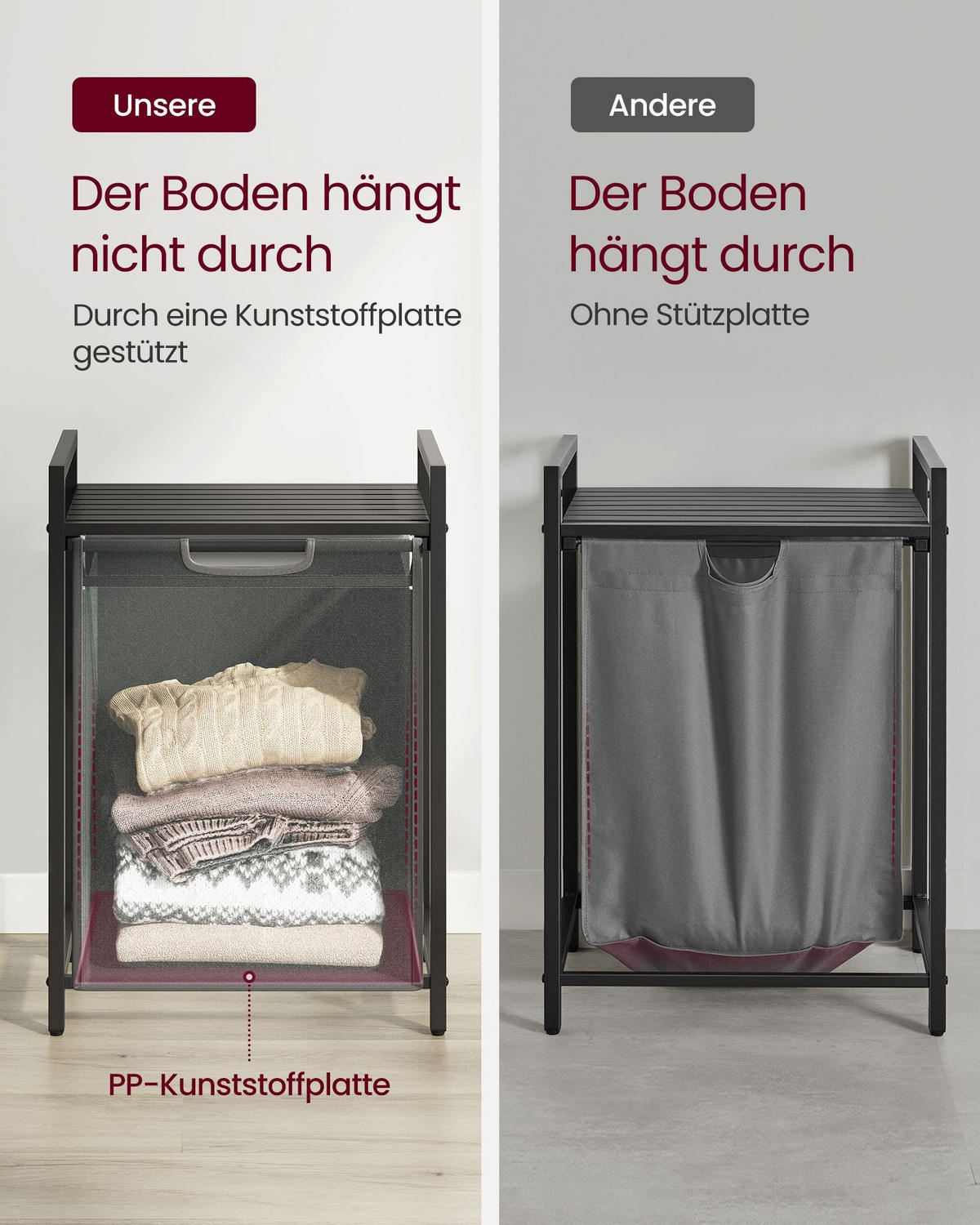 WÄSCHEKORB LUANDA - Grau, Holzwerkstoff (33/72/50cm) - Hansiro