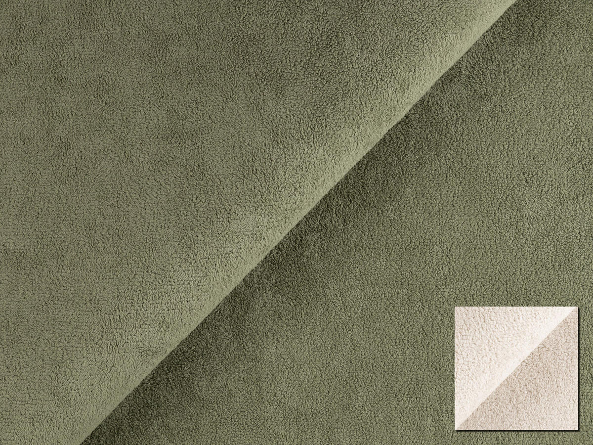 SCHLAFSOFA Vero im modernen und abgerundeten Design mit Bettkasten aus Olivgrün Plüschstoff mit beiger Paspel - Schwarz/Olivgrün, Holz/Kunststoff (210/90/98cm) - S-Style Möbel