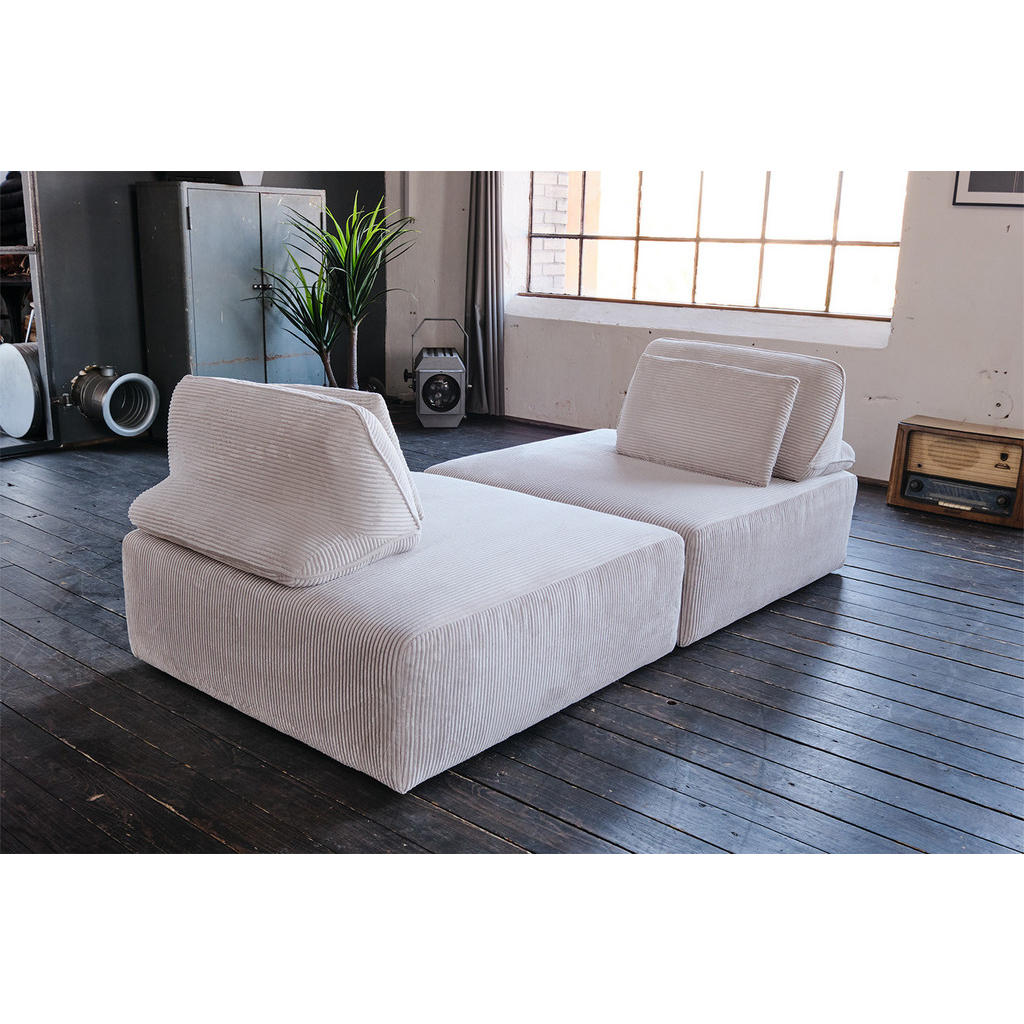 Thumbnail - Kawola Modulsofa, Hellgrau, Textil, Echtholz, 2-Sitzer, Füllung: Schaumstoff, 222x84x111 cm, Wohnzimmer, Sofas & Couches...