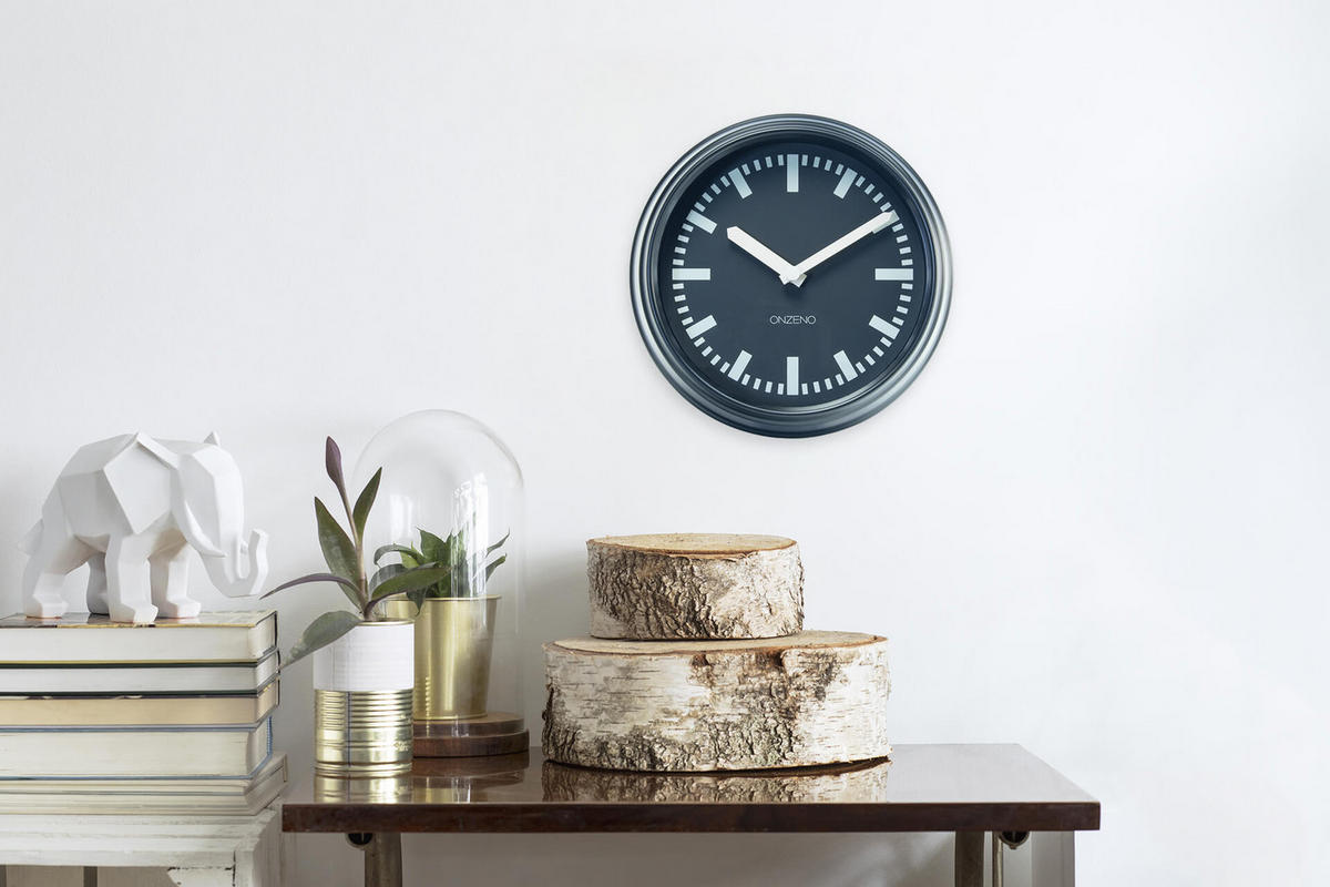 WANDUHR Design Schwarz 24/24 cm - Schwarz, Glas (0.58/24/5cm) - ONZENO