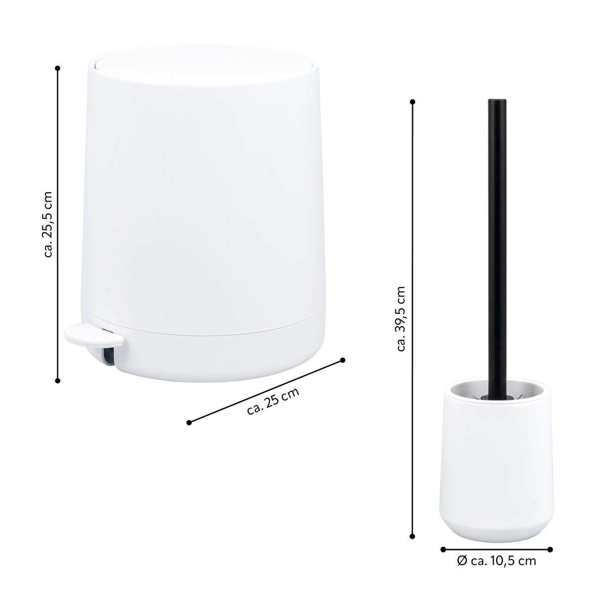 BAD-ACCESSOIRES-SET TESERO, Soft-Touch, weiß - Weiß, Kunststoff (22.5/25.5/25cm) - eluno