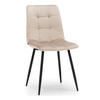 STUHL PARMA gepolsterter mit Steppung - beige - Samt Velour - Ecru/Schwarz, Textil/Metall (44/89/45cm) - NEW HOME