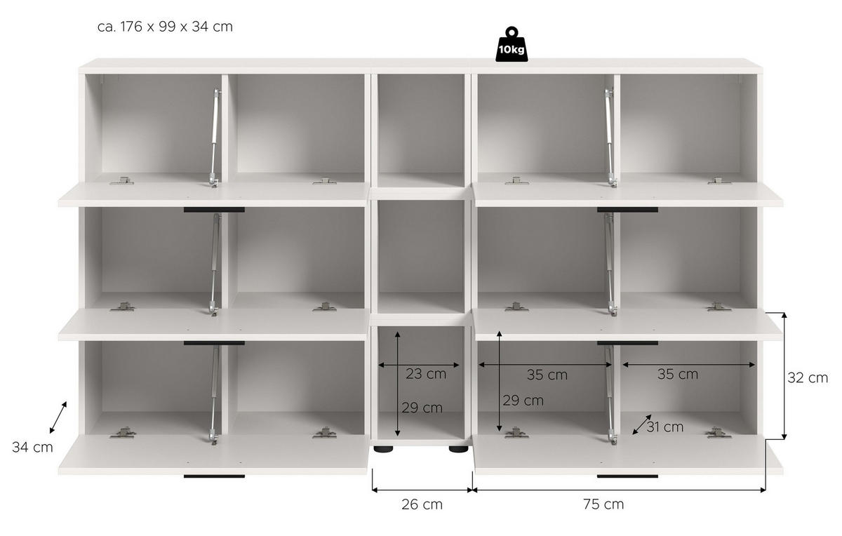 WOHNKOMBINATION THE ONE (B/H/T: ca. 176/99/34 cm) in Weiß/weiß - Weiß, Holzwerkstoff (176/99/34cm)