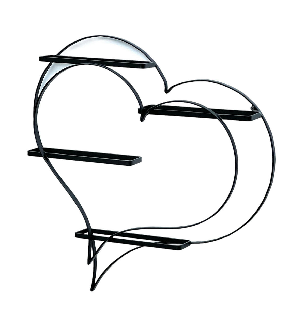 WEINREGAL Herz für 4 Flaschen Metall Schwarz 65 cm 96417 - Schwarz, Metall (63/65/10cm) - DanDiBo