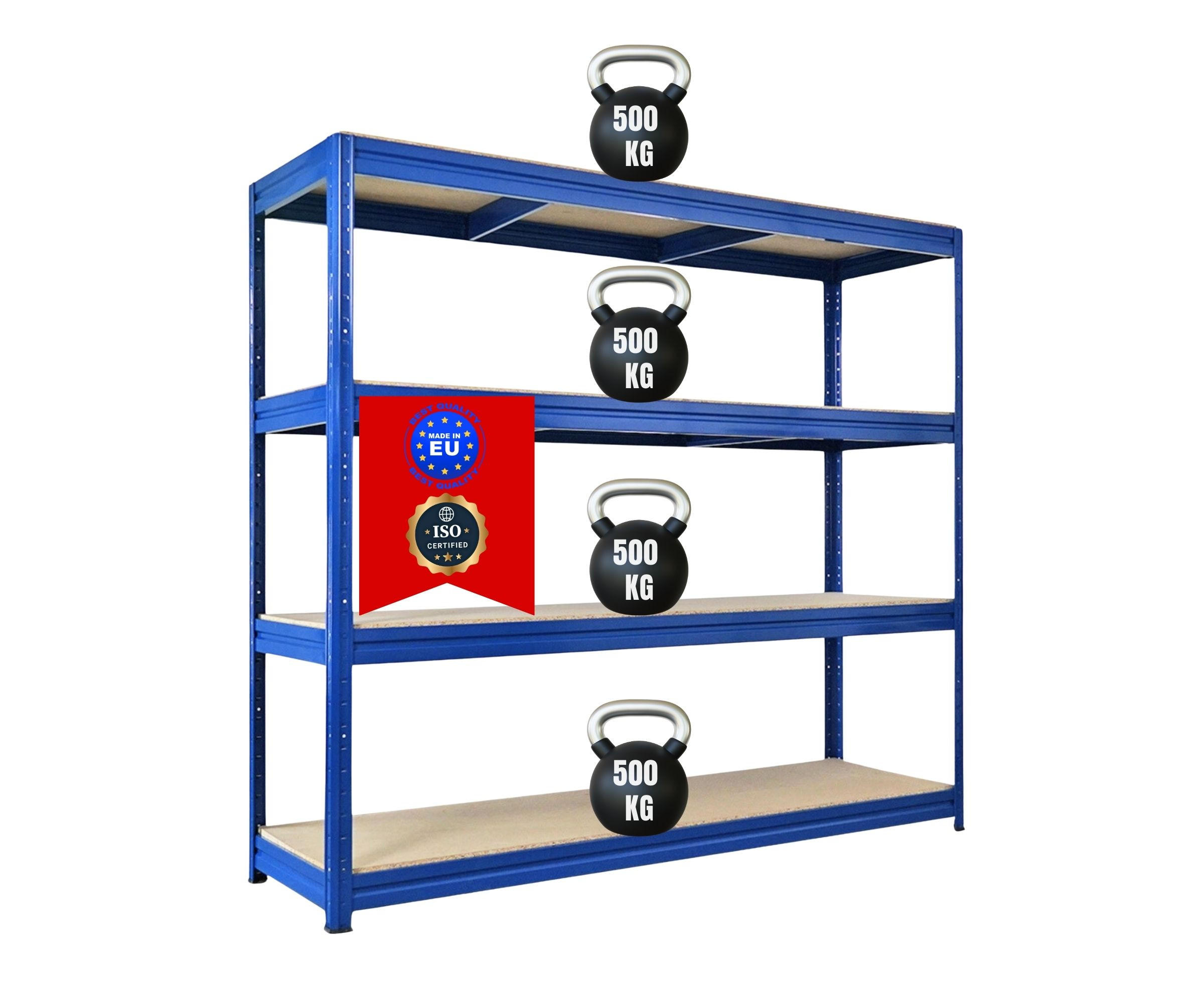 SCHWERLASTREGAL Dino 180x200x60cm Spanplatten-Ebenen Blau - Blau, Metall (200/180/60cm) - PROREGAL