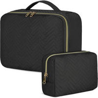 KULTURTASCHE 2-teiliges Set Schwarz - Schwarz, Textil (9/21/28cm)