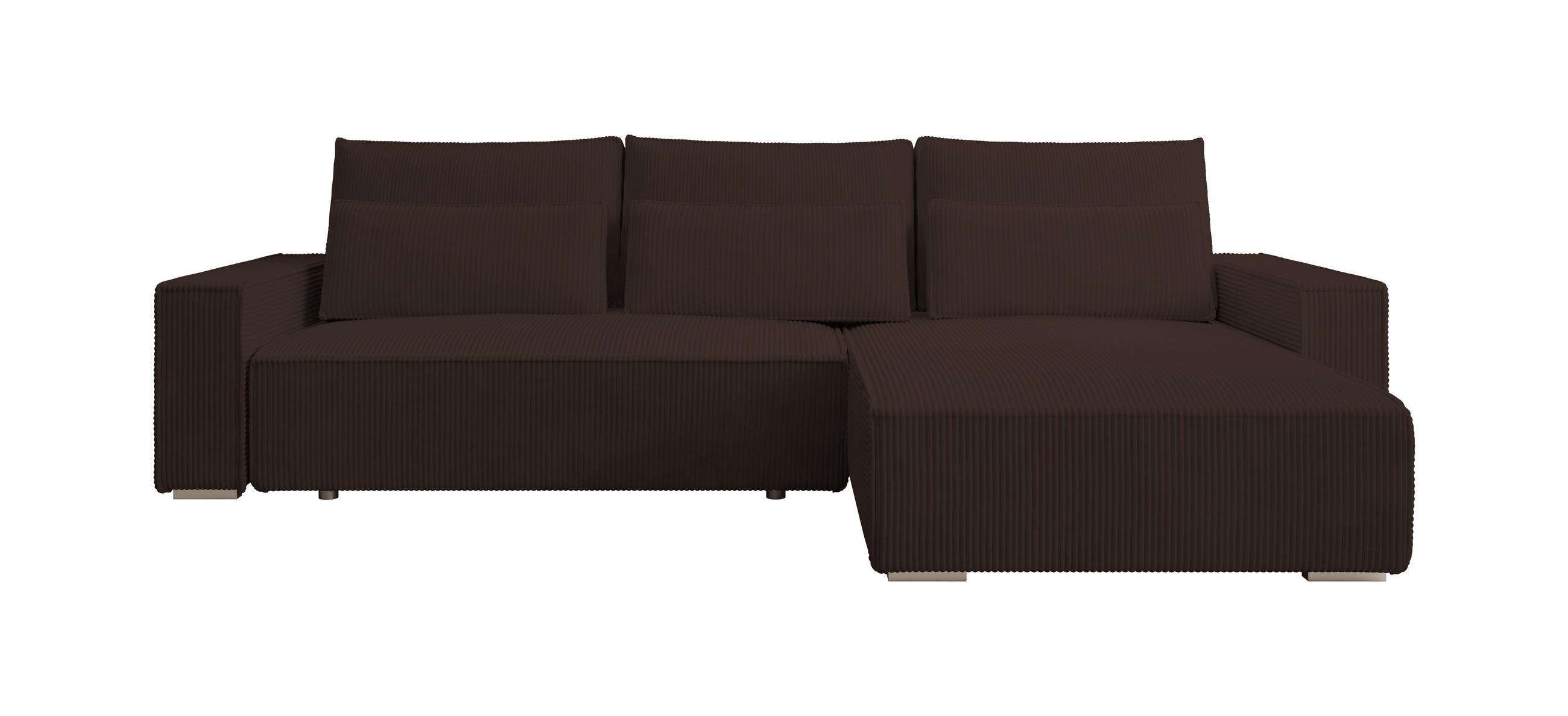ECKSOFA Alice mit Bettkasten und Schlaffunktion, Cordstoff in L-Form - Braun, Textil (289/184cm)