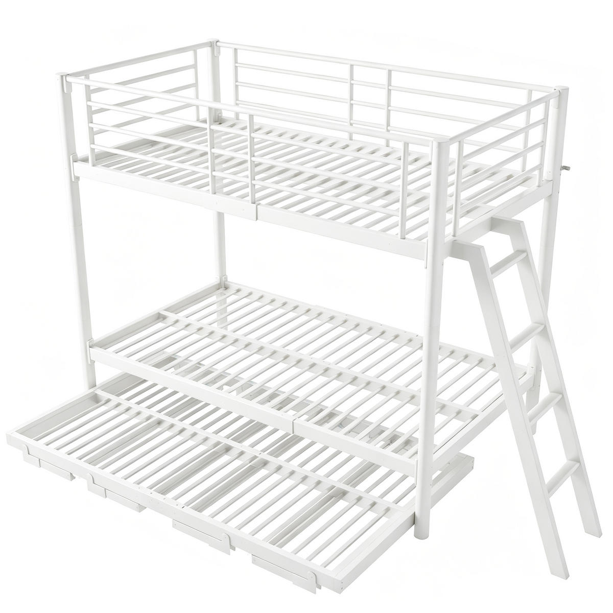 ETAGENBETT 90/200 cm mit Ausziehbett, DE-41598, in Weiß - Weiß, Metall (90/200cm) - ComfortXL