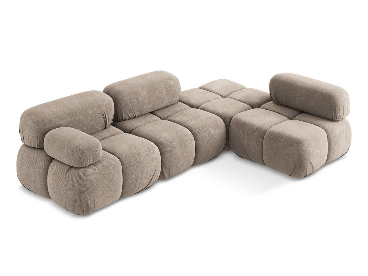 ECKSOFA Rechts Chenille Stoff Beige - Beige/Schwarz, Kunststoff/Textil (285/190cm) - Makamii