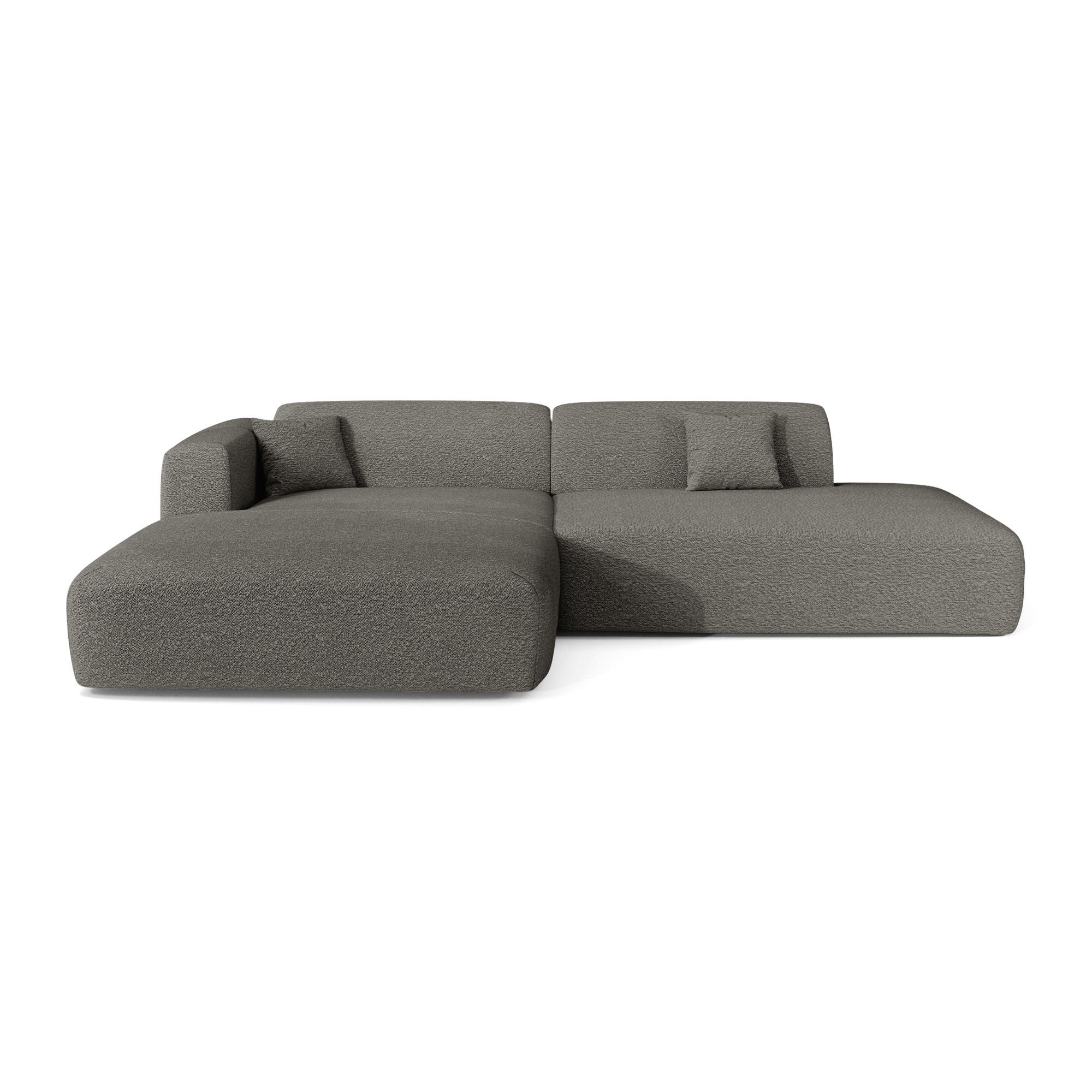 ECKSOFA LINKS Bouclé-Stoff Graphitgrau 310cm - Graphitfarben/Grau, Textil (310/96cm) - Sia Home