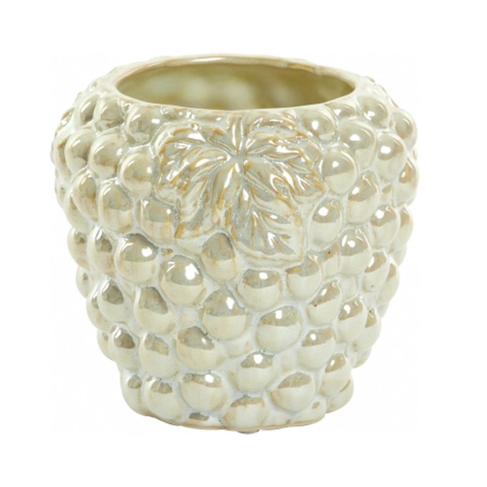 KERAMIKVASE GRAPE Ø15x14 cm, Keramik, Creme - Creme, Keramik (14cm) - Light & Living