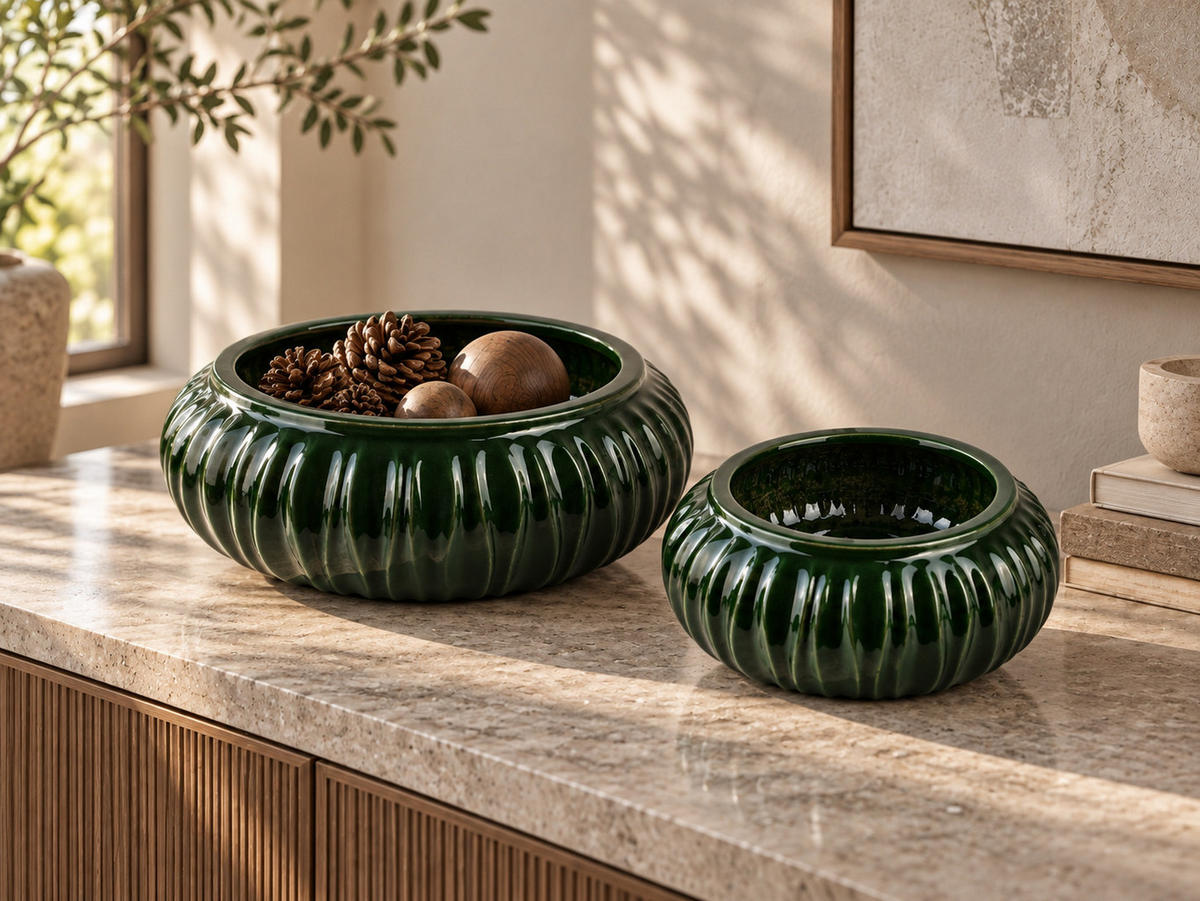 VASE MANON Dunkelgrün Keramik - Grün, Keramik (12cm) - Mondex