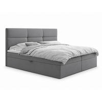 BOXSPRINGBETT 160x200 cm, TOP mit Bonellmatratze, Elegant gestepptes Kopfteil und Bettkasten, Grau - Grau, Holzwerkstoff/Kunststoff (160/200cm) - Trada