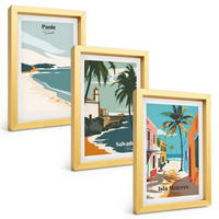 BILDER SET 3er Set - 20x30 cm Goldrahmen - Tropische Strände und Palmen - Goldfarben, Kunststoff (20/30cm) - TULUP
