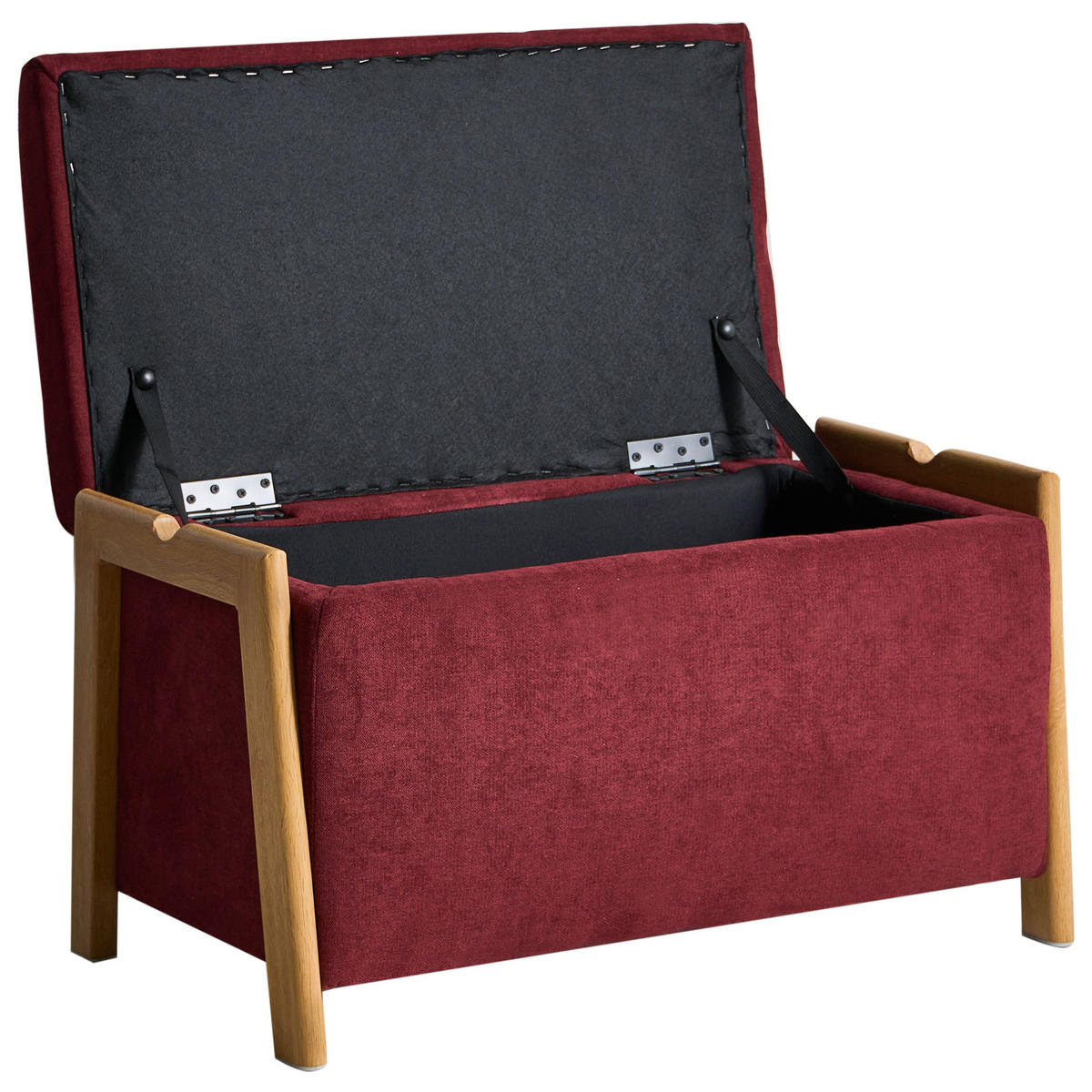 POLSTERBANK mit Stauraum Stoff Burgunderrot Edland - Dunkelrot, Textil/Metall (75/44/43cm) - Beliani