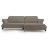 ECKSOFA Avolla Dunkelbeige rechts - Schwarz/Cappuccino, Textil/Metall (186/284cm) - Selsey