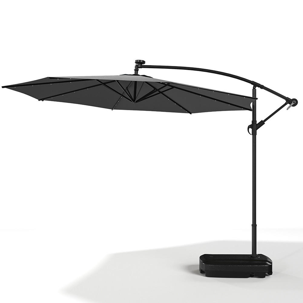 AMPELSCHIRM mit befüllbarer Kunststoff-Sockel mit dem Rollen aus Polyester Metall in Schwarz drehbar 360° neigbar 60° 3 x 2.6m - Schwarz, Metall (300/240cm) - Livingandhome