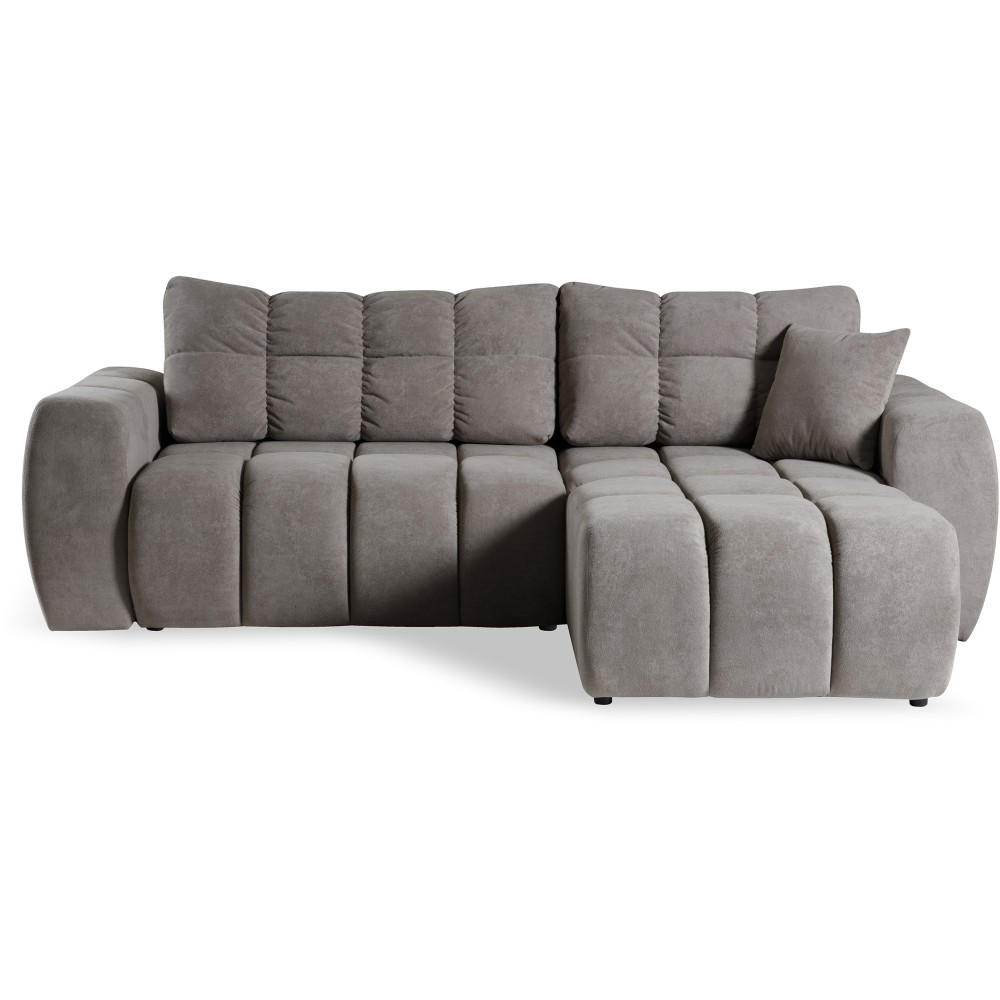 ECKSCHLAFSOFA Ferio mit Bettkasten, universelle Ottomane, Hellbraun - Hellbraun/Schwarz, Textil (253/172cm) - Beautysofa