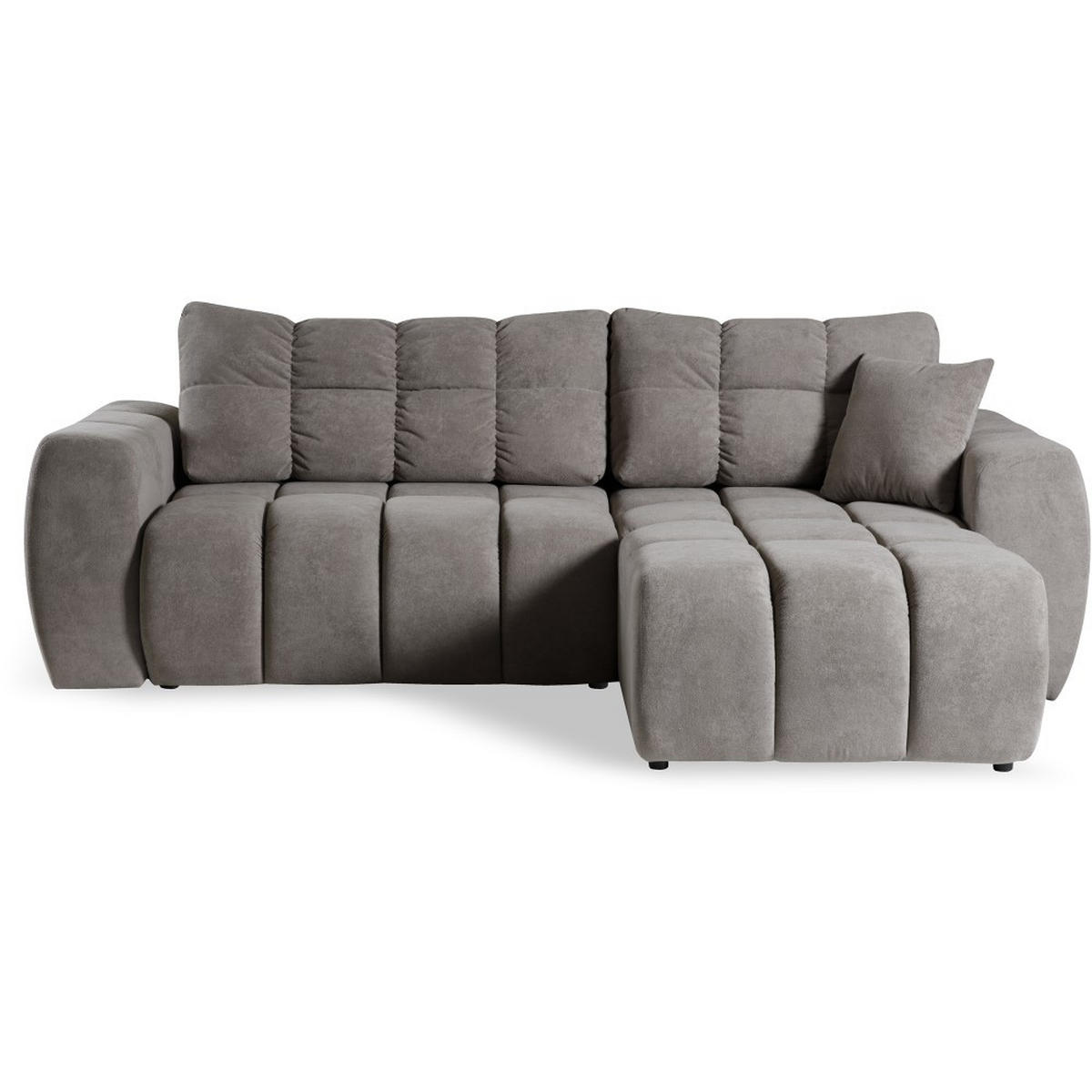 ECKSCHLAFSOFA Ferio mit Bettkasten, universelle Ottomane, Hellbraun - Hellbraun/Schwarz, Textil (253/172cm) - Beautysofa