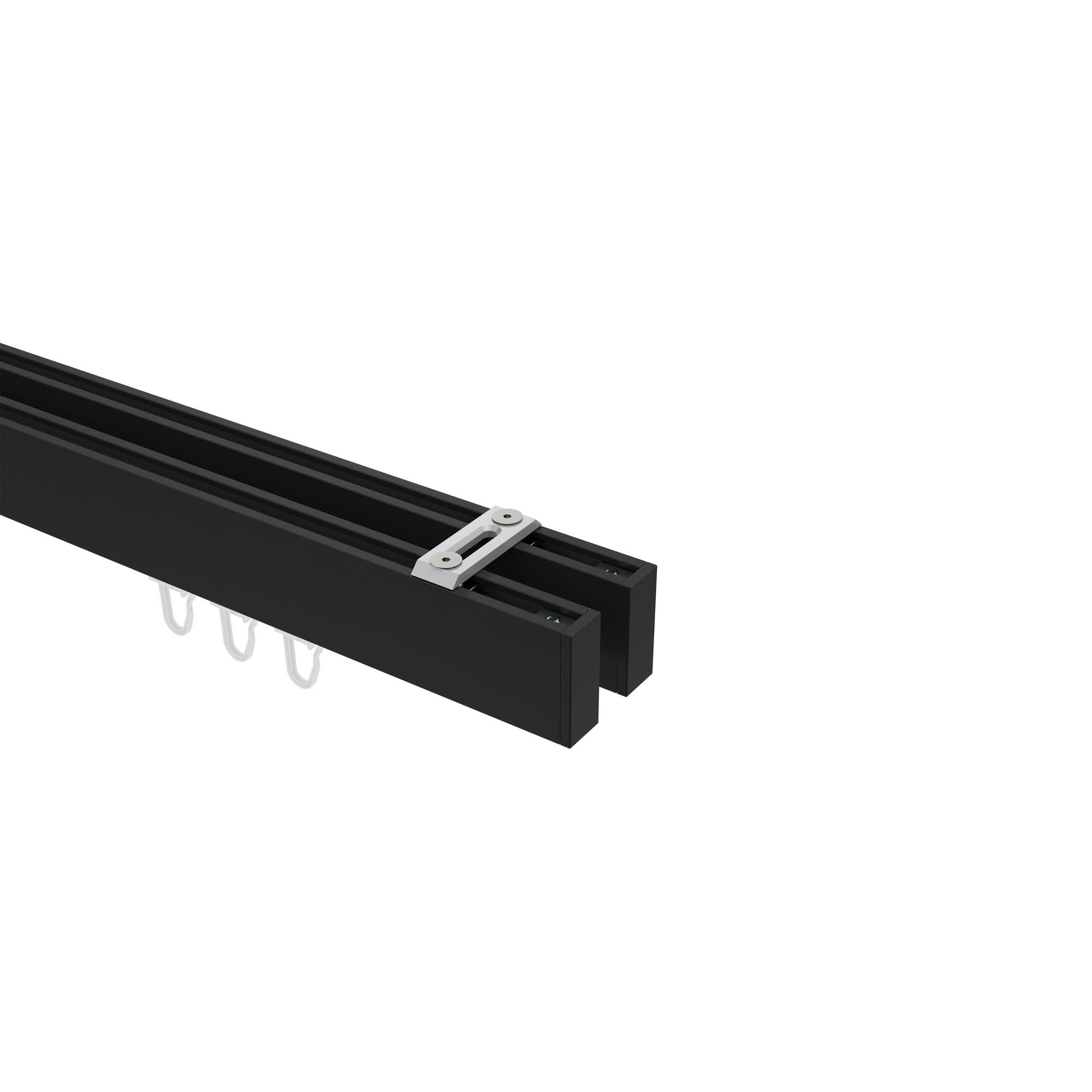 INNENLAUF-GARDINENSTANGEN-SET Smartline Paxo 200 cm, 2-läufig, 14x35 mm Schwarz - Schwarz, Metall (200cm) - INTERDECO