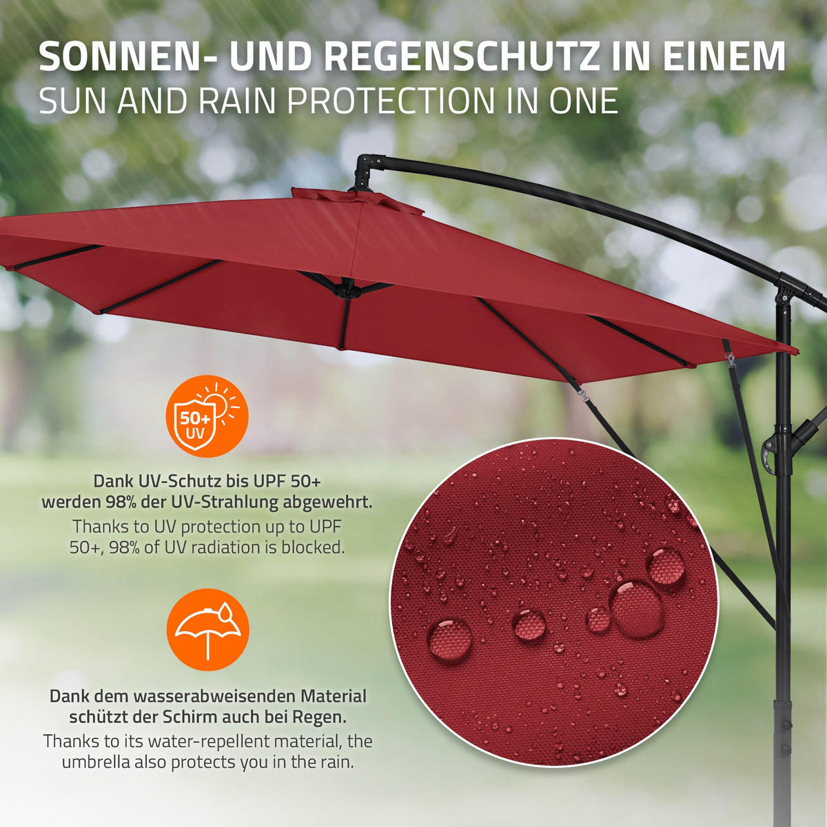 AMPELSCHIRM Ø 330 cm in Rot aus Aluminium - Rot, Metall (330/330cm) - ML-DESIGN