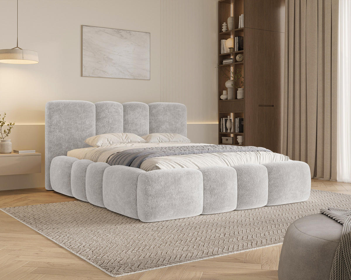 POLSTERBETT 26 - 180x200 cm – Amari – Bett mit Bettkasten und Gepolstertem Kopfteil - Grau, Holz (180/200cm) - ROYAL24_MARKT