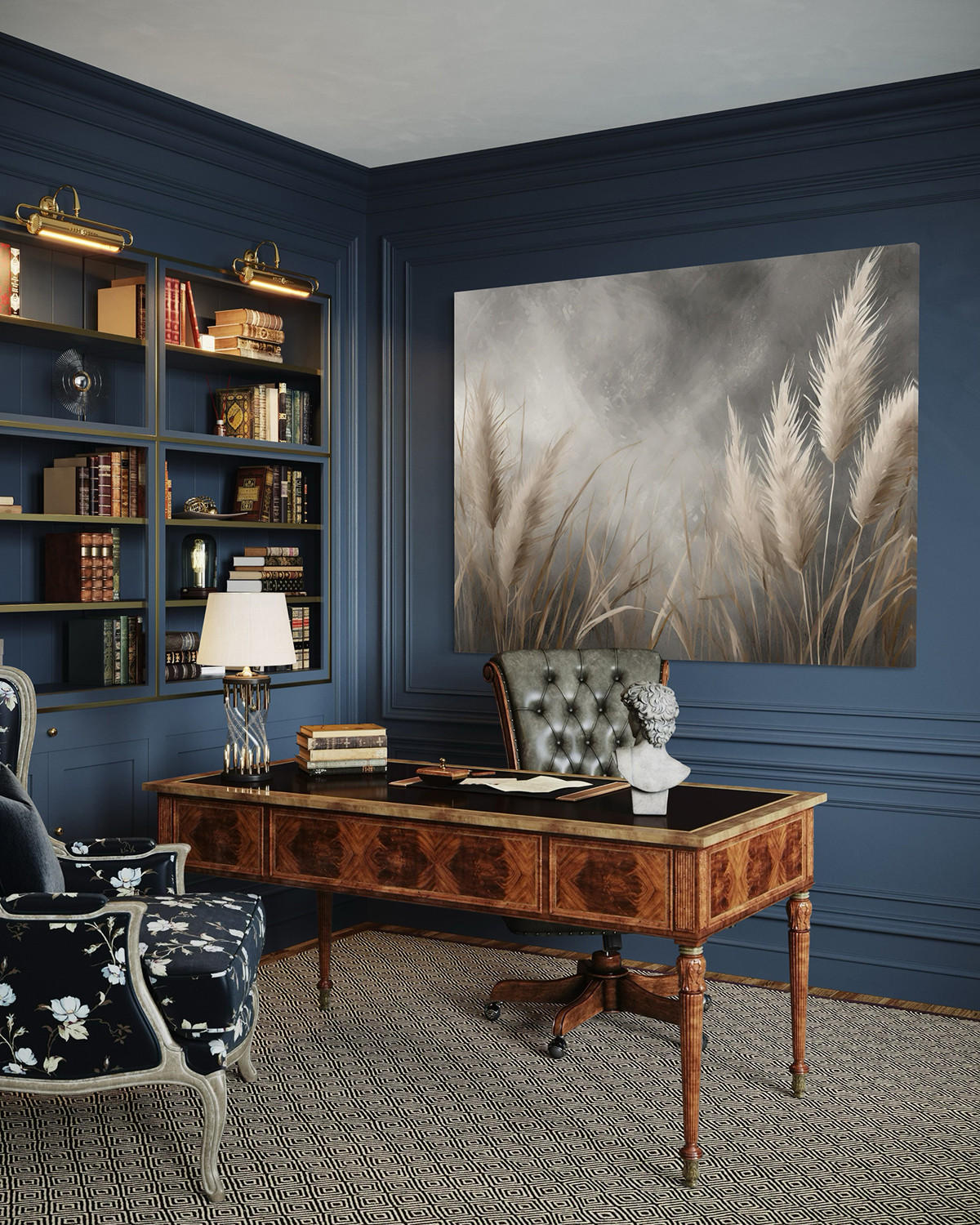 WANDBILD gras natur botanik - Grau, Textil (60/40cm) - Feeby