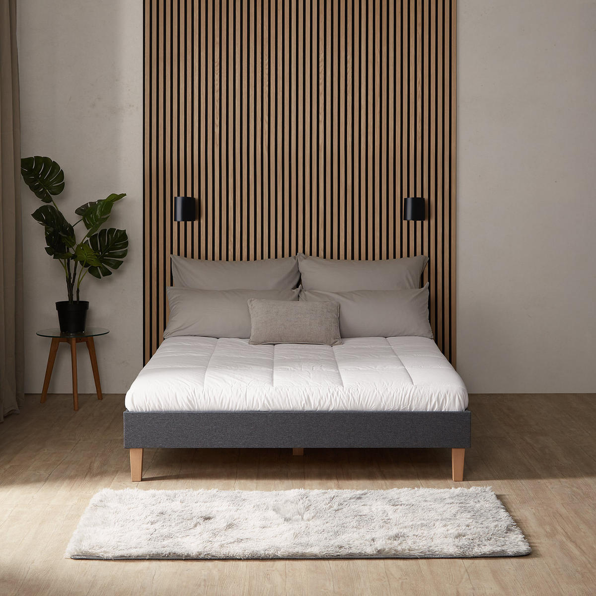 POLSTERBETT mit Lattenrost 140/200 cm in Grau - Grau, Textil (140/200cm) - Homestyle4u