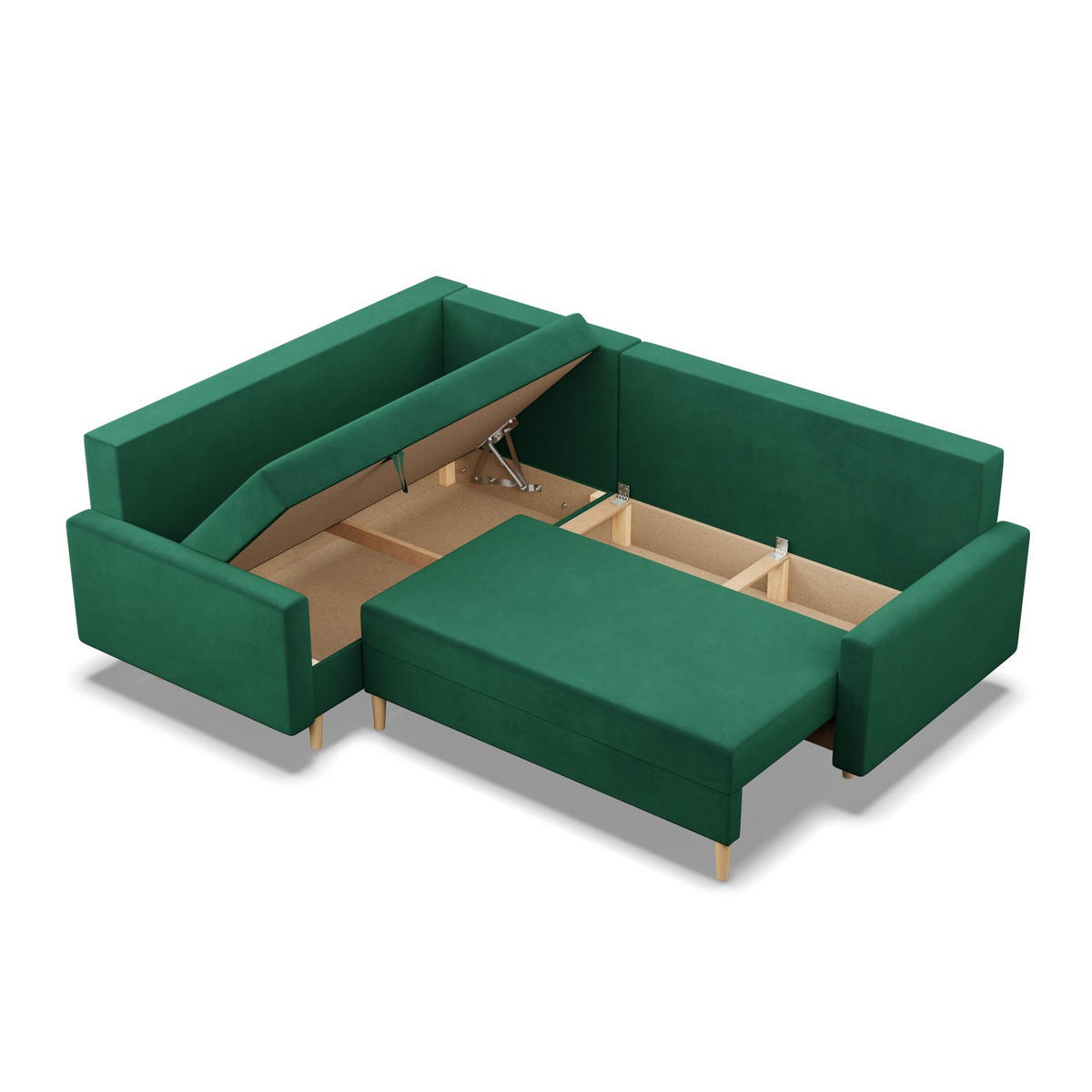 ECKSOFA LINKS MIT SCHLAFFUNKTION BLANK, Grün - Grün, Textil (223/172cm) - Mebligo