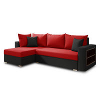 ECKSOFA Lord, Seite: Links - Rot/Schwarz, Holz/Textil (238/141cm) - Sofnet