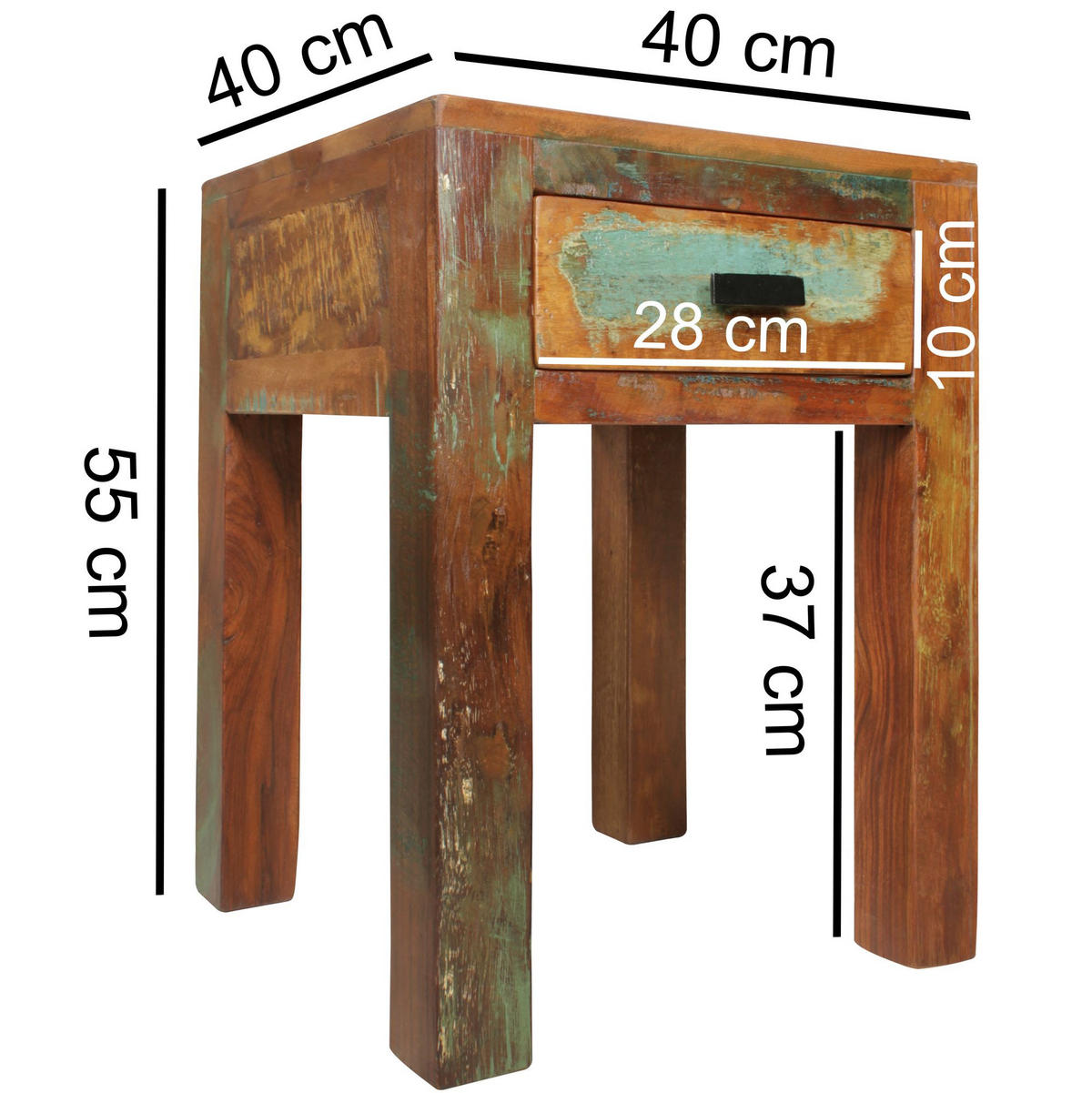 NACHTTISCH CANIO recycelt Nachtkästchen - Braun, Holz (40/55/40cm) - tinkaro