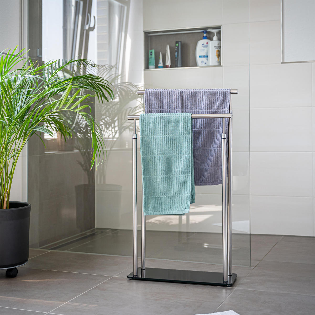 STAND-HANDTUCHHALTER, schwarz - Schwarz, Metall (50/89.5/20cm) - bremermann